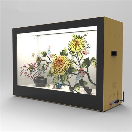transparent screen, transparent showcase,freestanding screen, digital display, product display