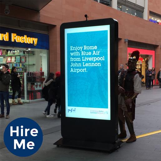 freestanding totem, freestanding digital sign, digital sign, street advertising display, freestanding kiosk